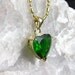 Green Emerald Solitaire Heart Pendant - Vintage