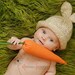 Knit Baby / 6-12 Month Bunny Rabbit Hat, Knitted Easter Photo Prop, Biscuit tweed color, Carrot