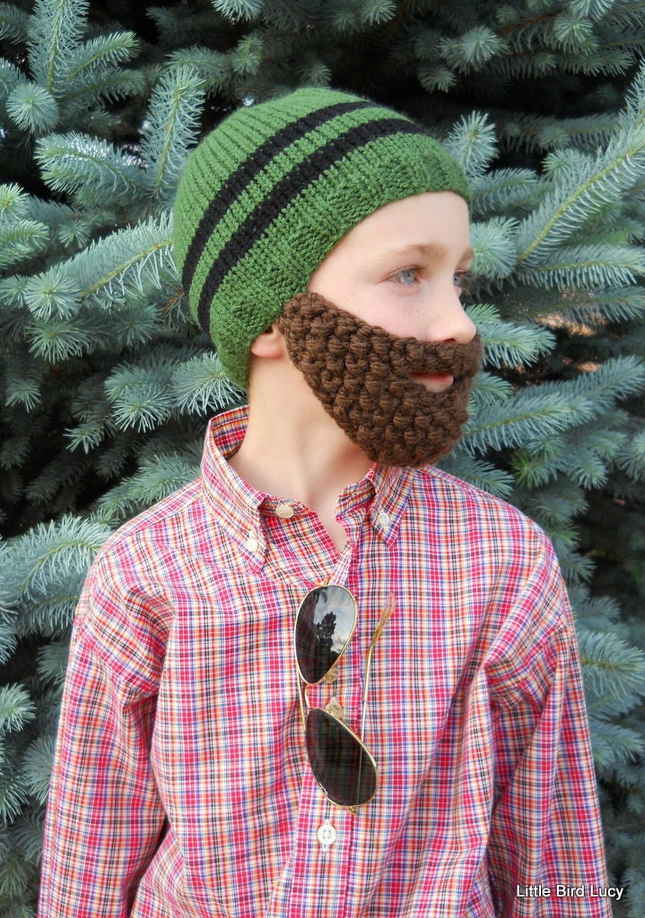 Beard Hat, Knit Boys & Mens Cap, Knitted Beanie Beard, Pick Hat and Beard Color, Toddler Children Youth Teen Adult Knitting