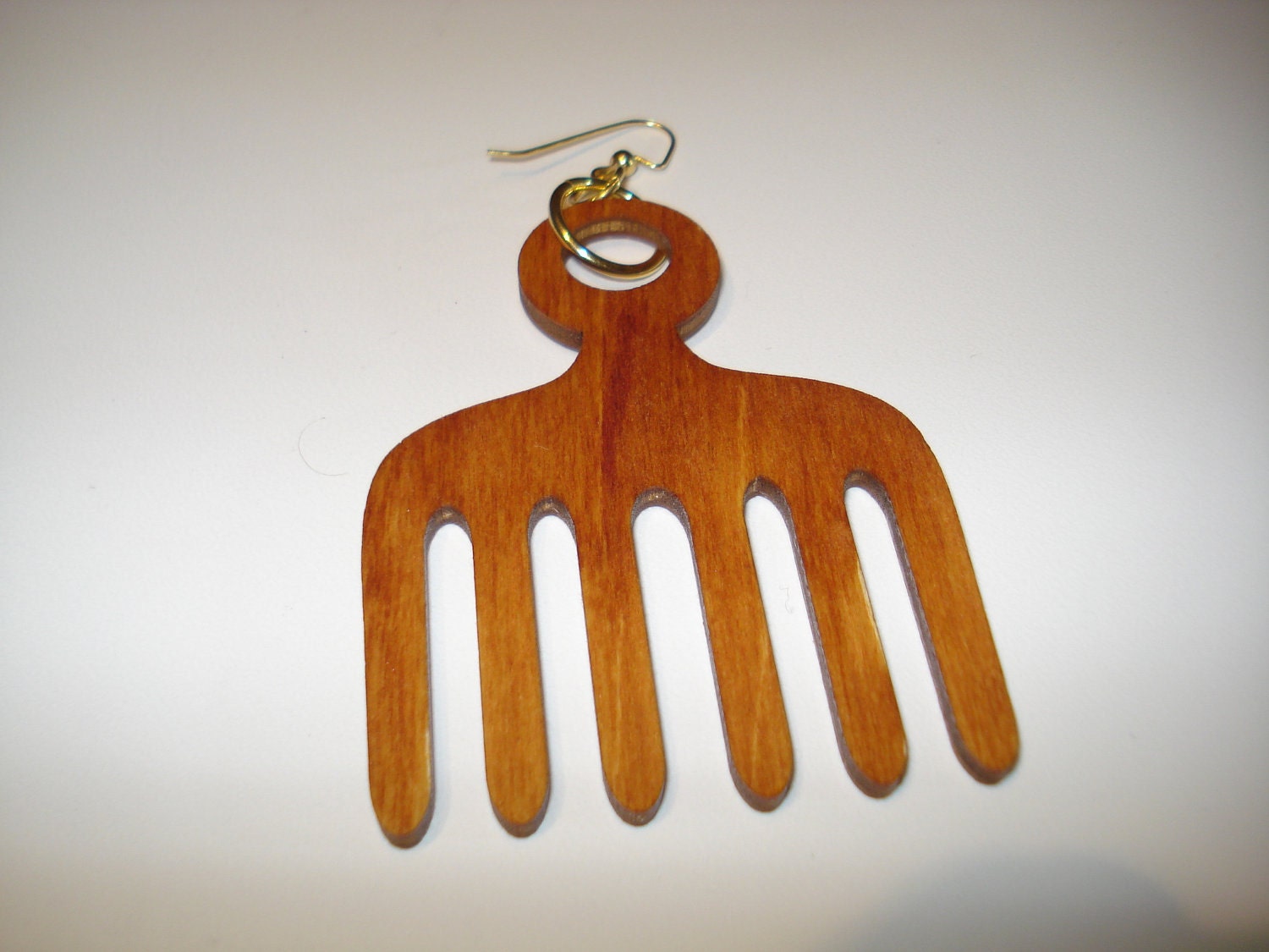 AFRO PICK Earrings - Light wood finish
