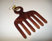 AFRO PICK Earrings - Dark wood finish