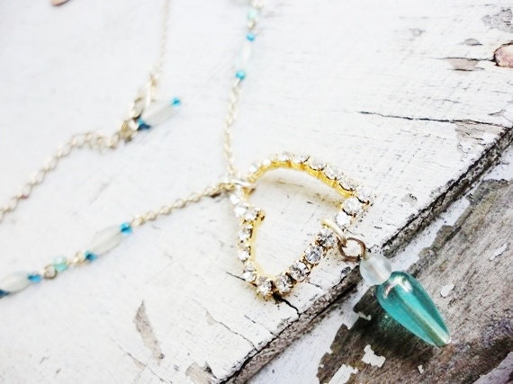 handmade romantic elegance necklace recycled upcycled from vintage jewelry pieces