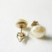 vintage antique jewelry 14K little faux pearls studs earrings signed LONA