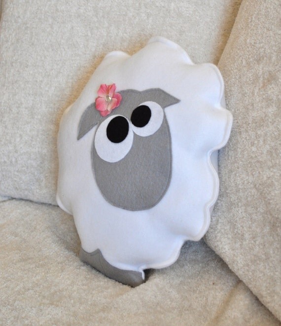 Nursery Decor Count the Sheep Plush Pillow -Gray-