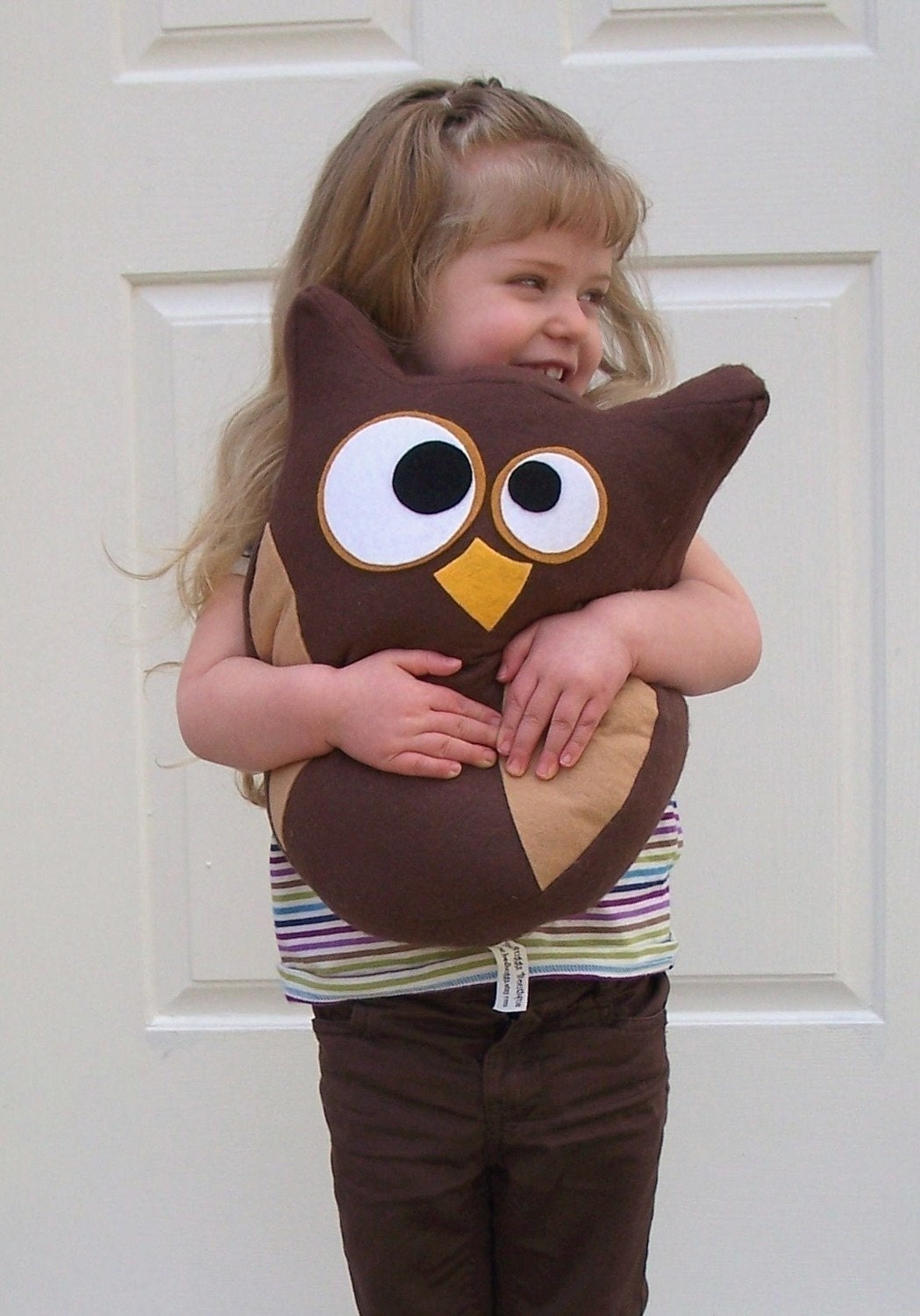Hooter The Owl Pillow Blue and Brown Designer Limited Quantity