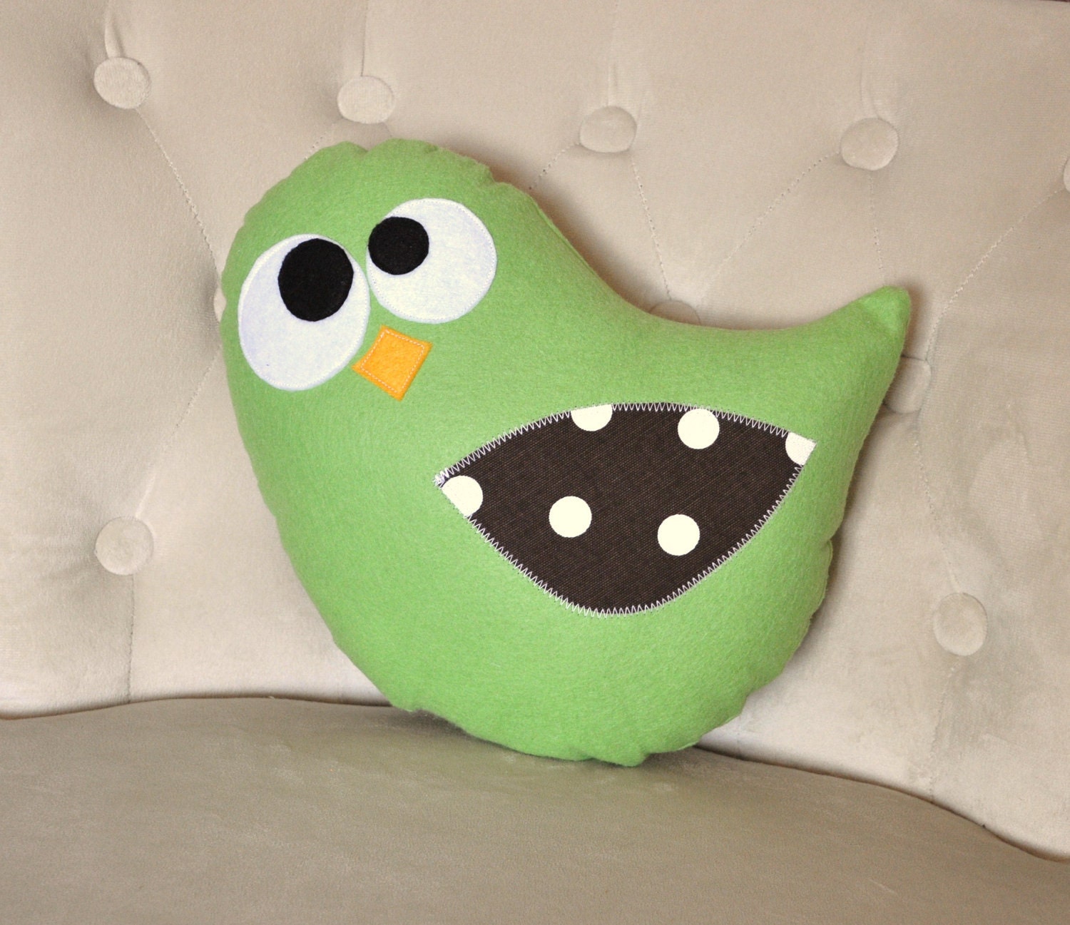 Bird Plush Tweeter the Green Bird Plush Pillow