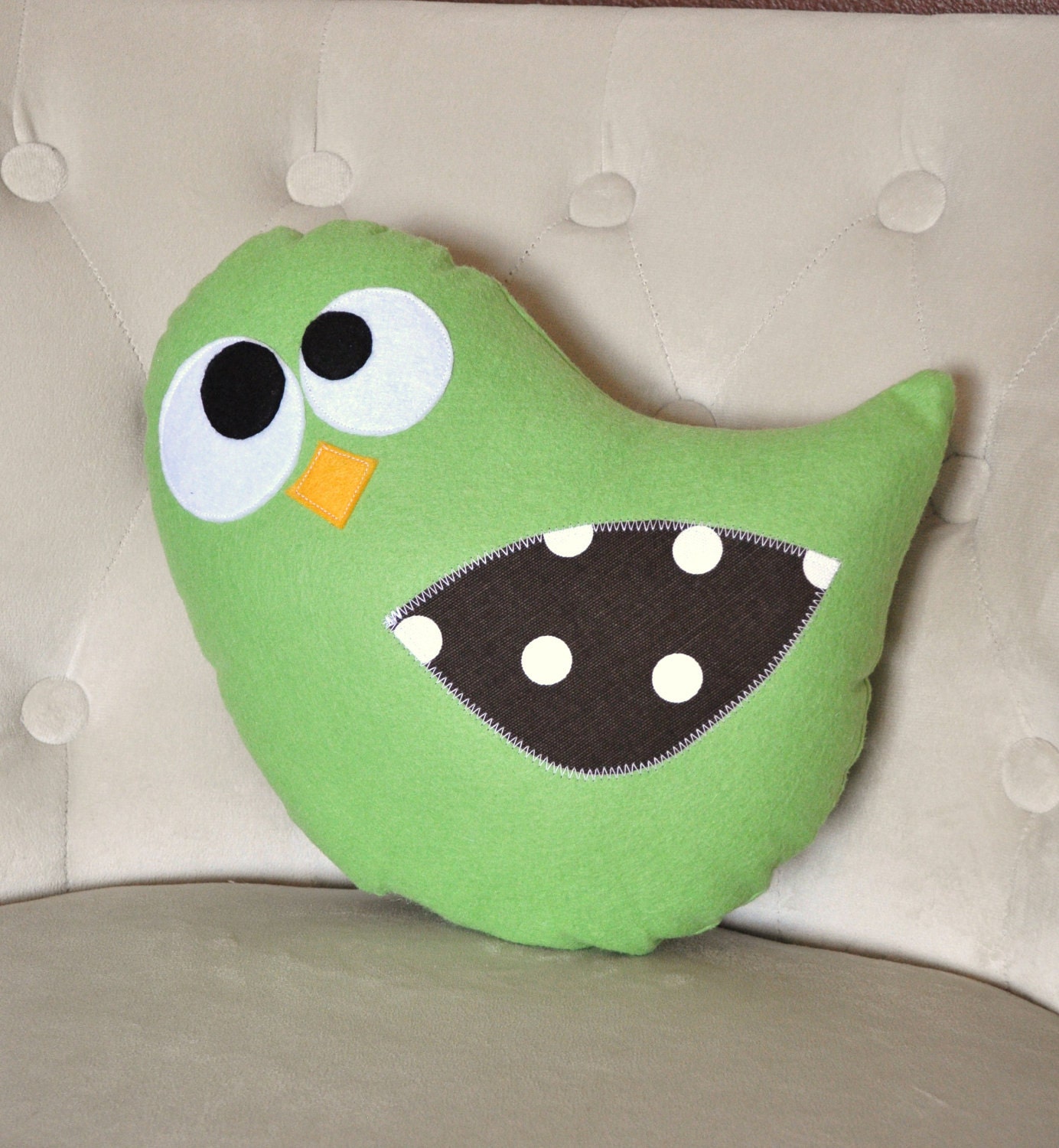 Bird Plush Tweeter the Green Bird Plush Pillow
