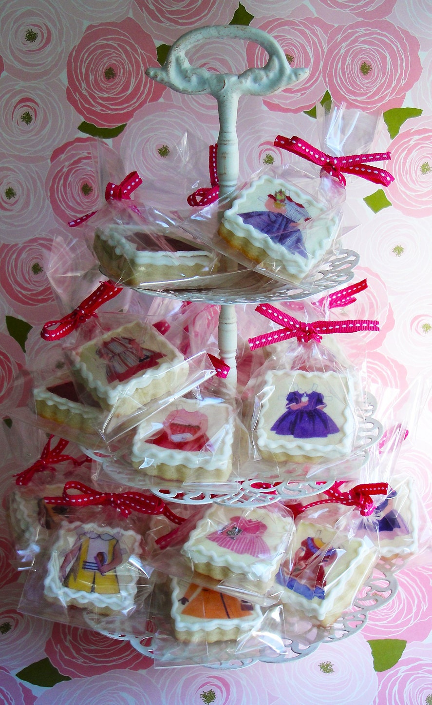 20 Vintage Paper Doll Girl Tea Party Cookies