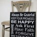 Family Rules Sign in Black and White. Vintage Style in Wood. Always Be Grateful, Be Happy, Say Your Prayers, Forgive. Version 2