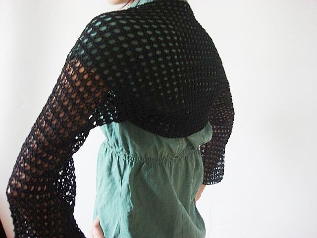 Crochet Black Shrug - Bolero - Handwoven Neckwarmer