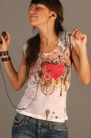 red melting heart love t-shirt tie dye new women listen to your romantic spring fashion one side printed valentines gift