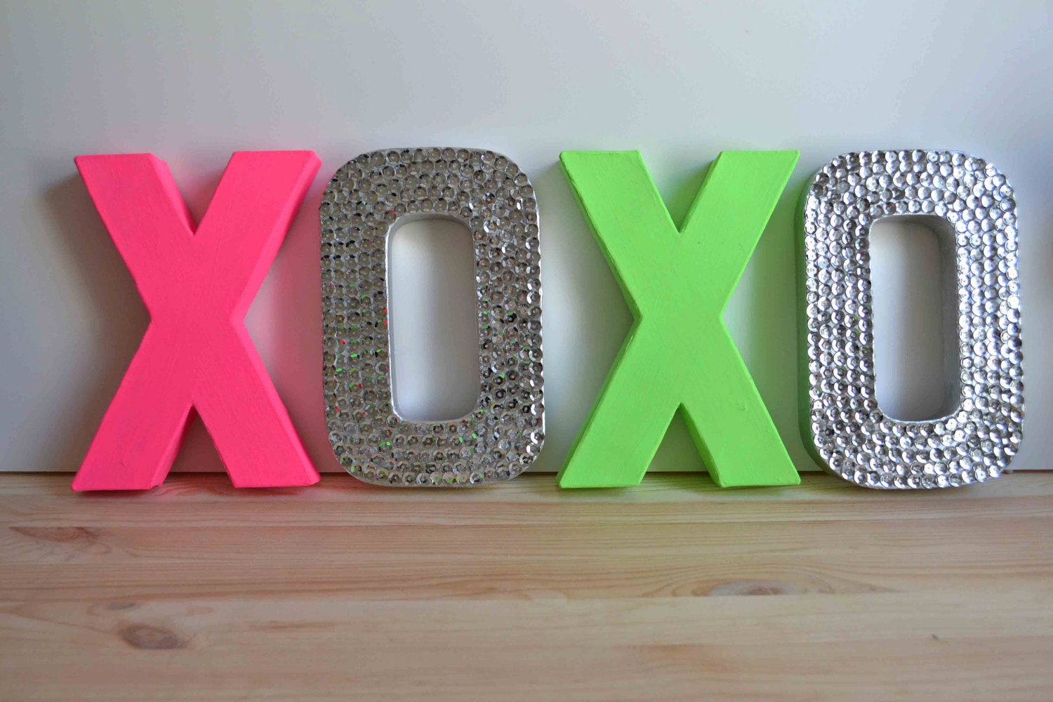 Neon Green & Neon Pink XOXO Letters for ROSANNA