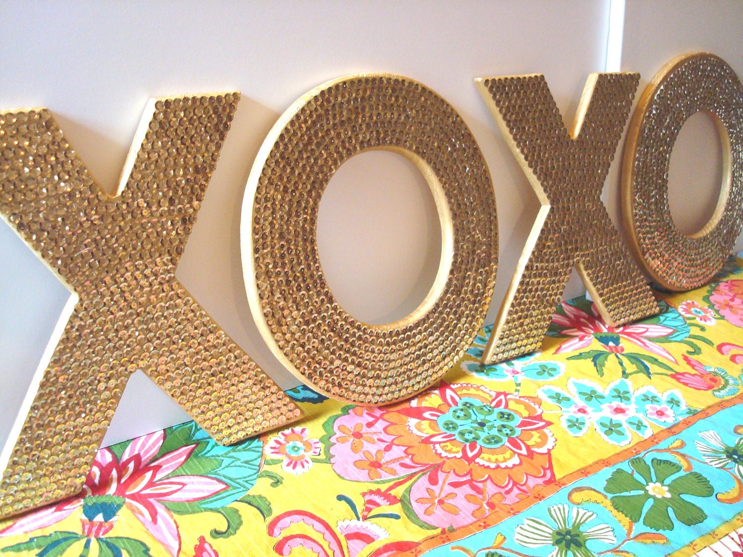 Large XOXO sequin letters for wedding or decor, Featured in BRIDES magazine