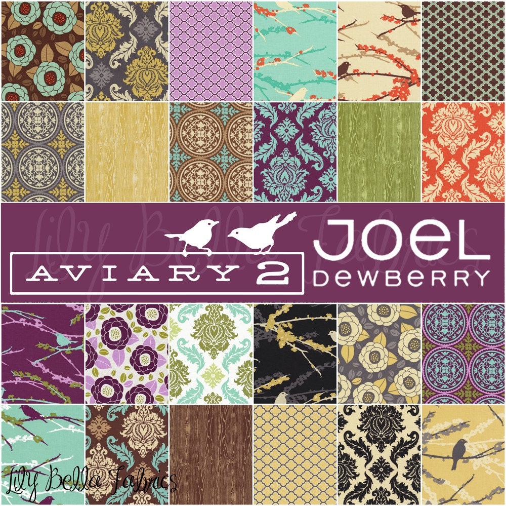 Joel Dewberry - Aviary 2 - Sparrows in Vintage Yellow - 1 yard
