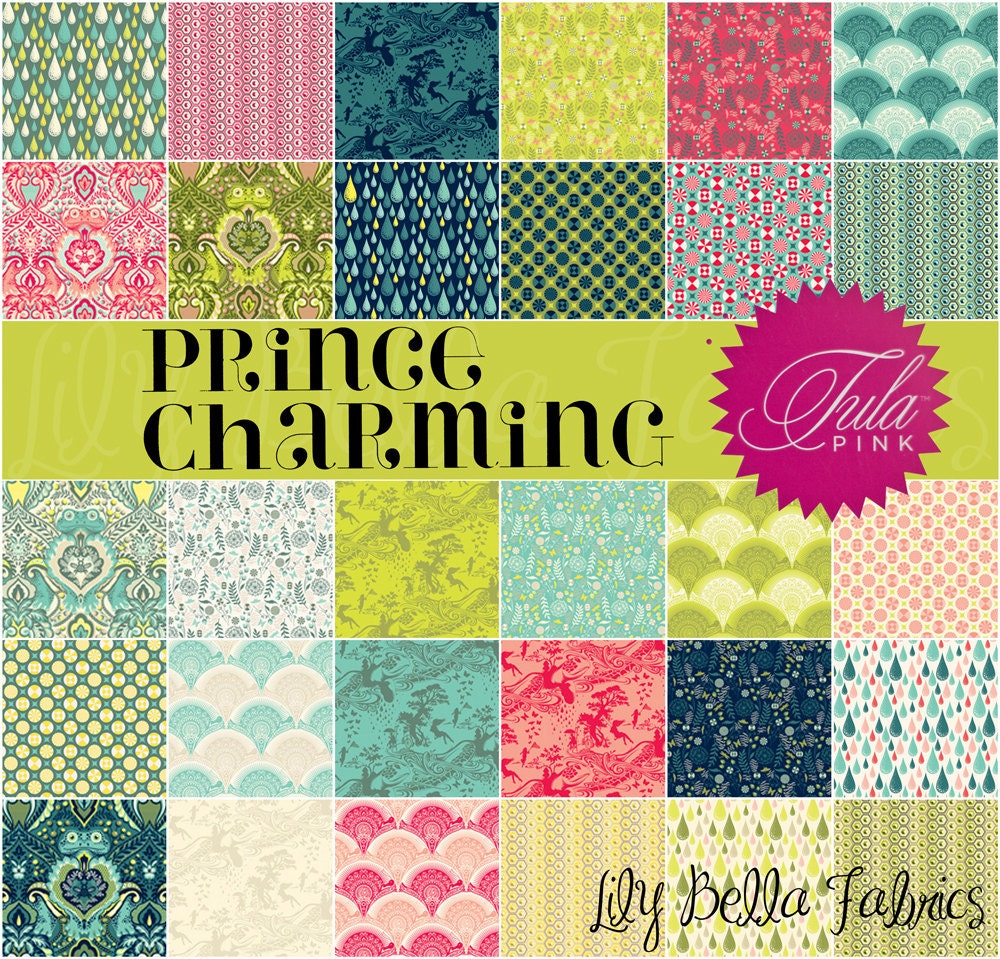 Tula Pink Fabric - PRINCE CHARMING - 6 inch Quilting Fabric Squares Charm Pack