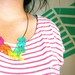 Neon Geometric Necklace Leather Color Block Stripes