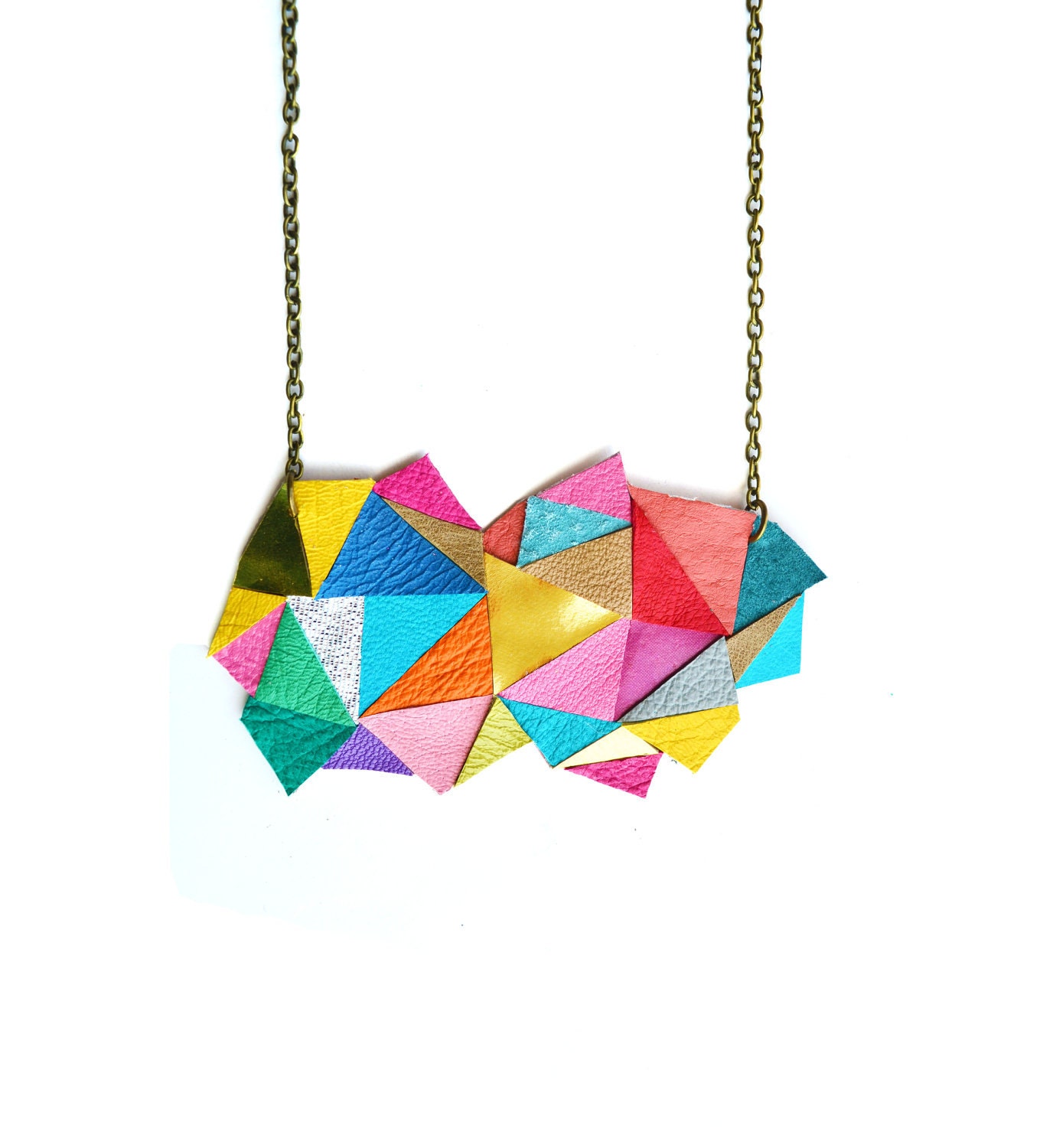 Geometric Necklace Neon Triangles and Modern Angles