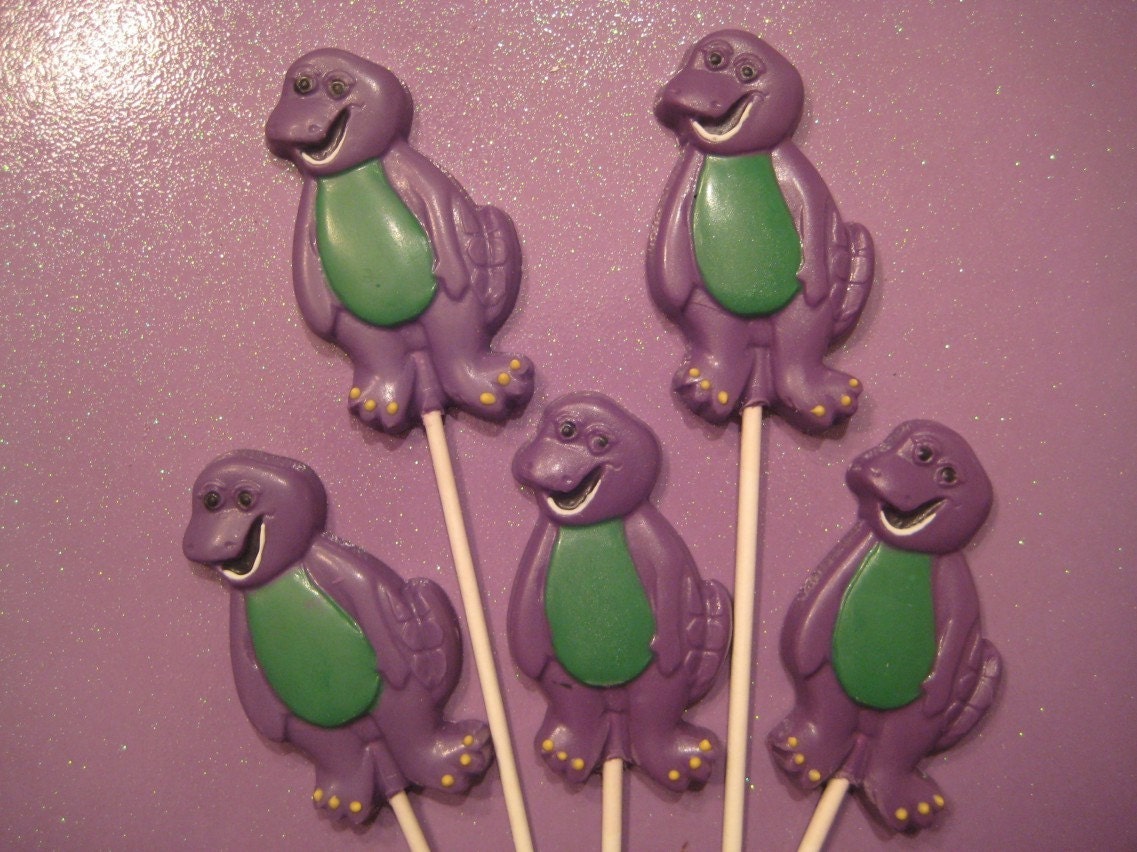 24 Chocolate Barney The Purple Dinosaur Lollipop Favors