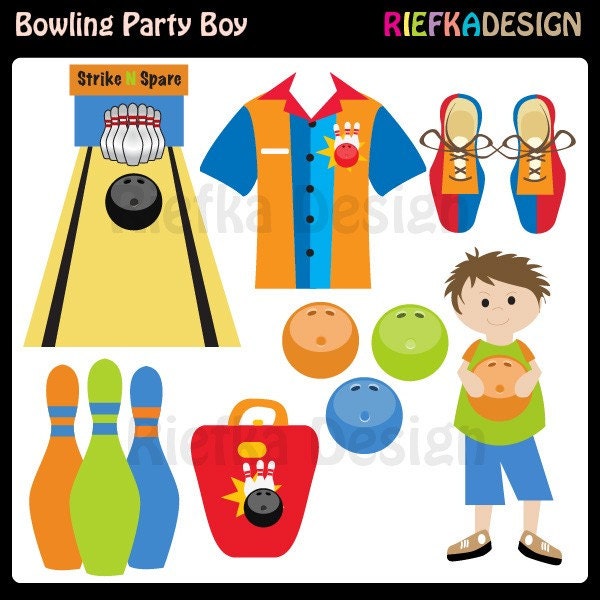 Bowling Party Boy Clipart
