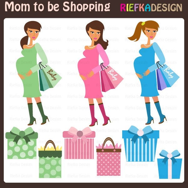 HALF PRICE - Mom to be Shopping Clipart
