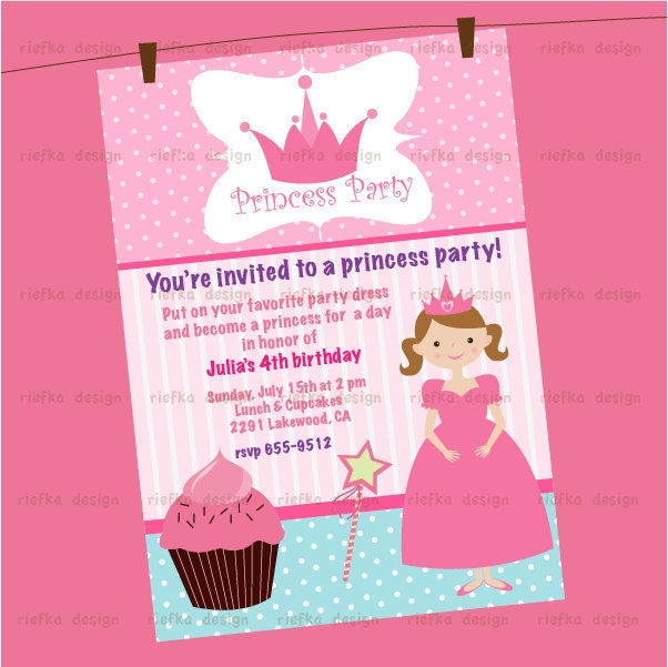 Little Princess in Pink 1 Personalized Birthday Invitations (5x7" Digital File)
