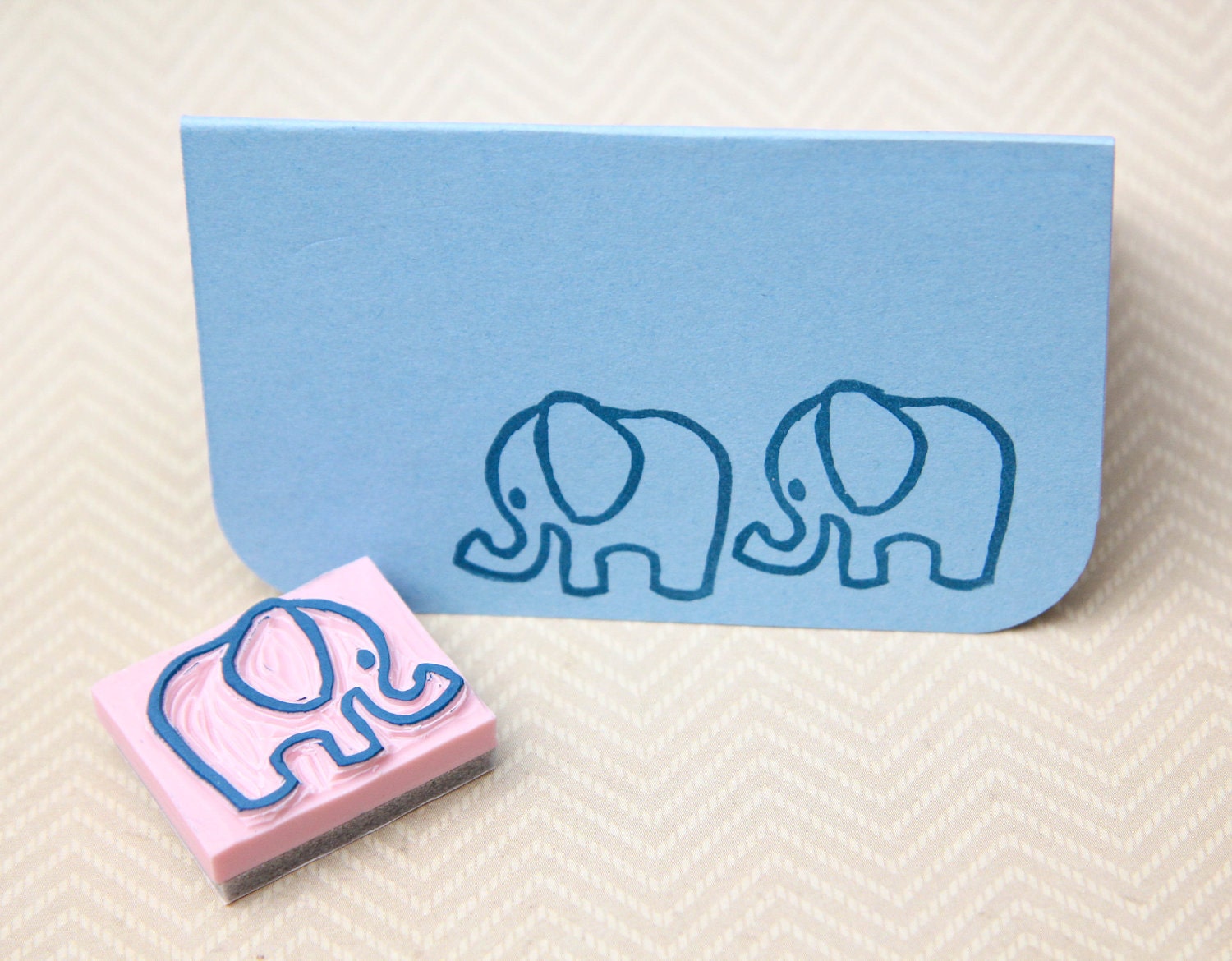 Baby Elephant Hand Carved Rubber Stamp for Acrylic Blocks