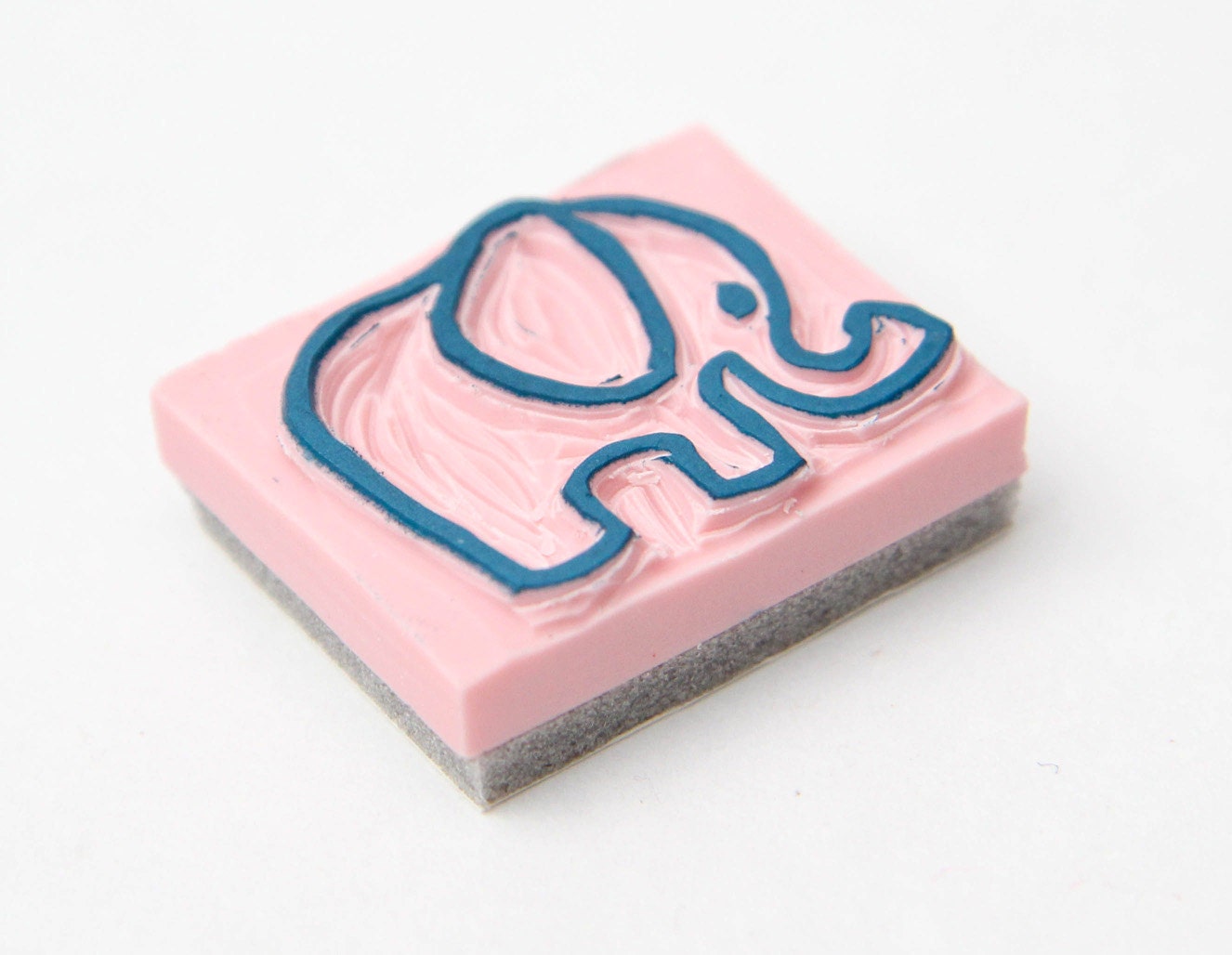 Baby Elephant Hand Carved Rubber Stamp for Acrylic Blocks
