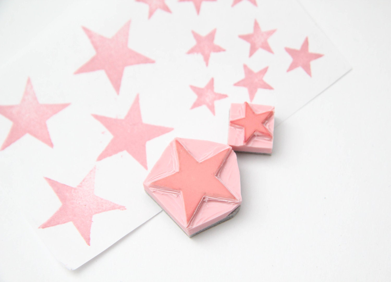 Starry Showers Hand Carved Rubber Stamp for Acrylic Blocks
