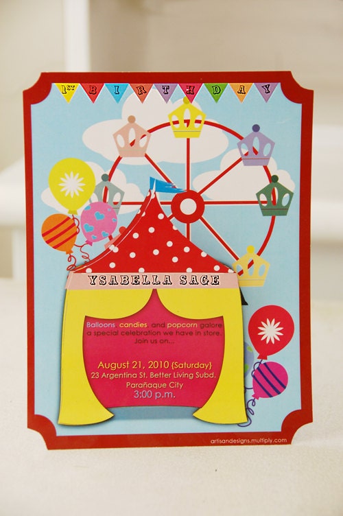 Carnival theme printable party invitation