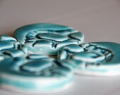 SALE -  Aqua round pod porcelain brooch