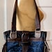 Leather Travel Tote in Deep Blue and Espresso