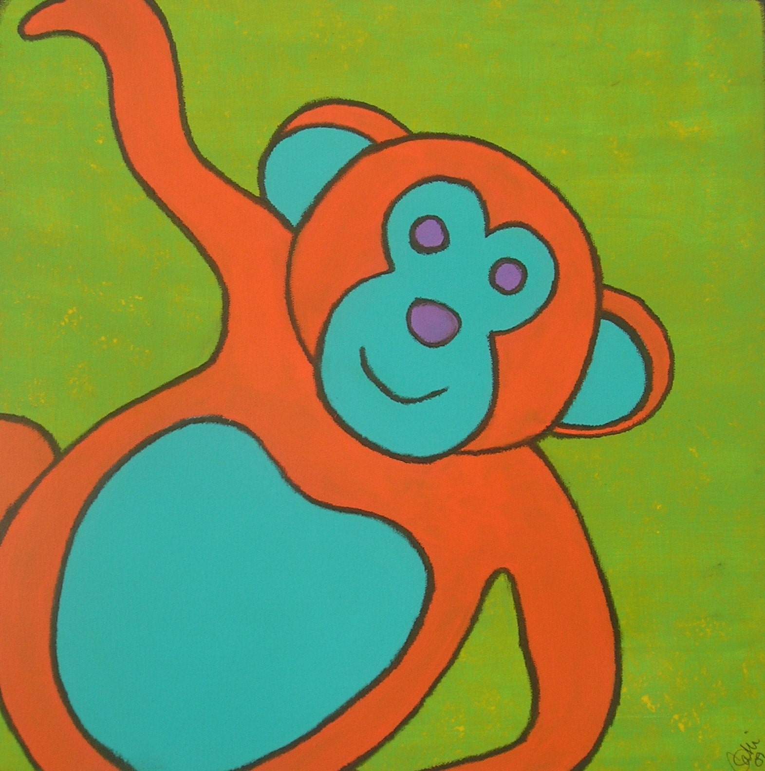 Monkey Art Card - Hangin' Out - Blank