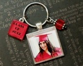 Gifts Under 10.00 Custom Created for Him or Her Photo Keychain with Word Charm