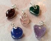 Lot of 5 pcs - Colorful Gemstones Charm Pendants - Wire Wrapped in Sterling Silver