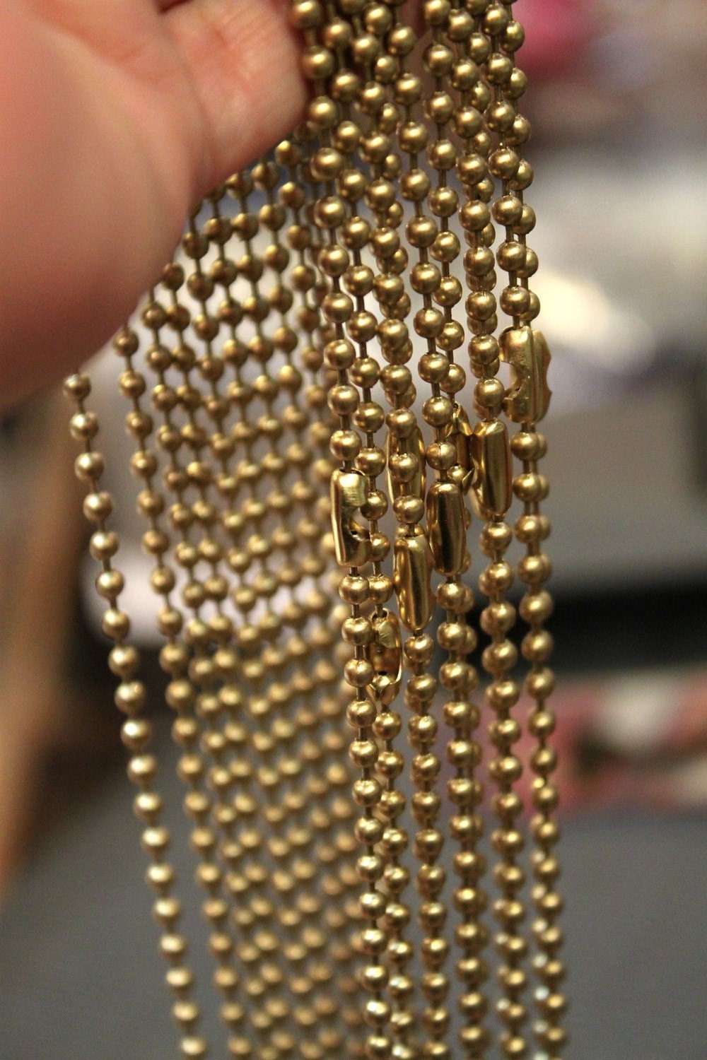 2 pcs - antique raw brass ballchain necklace - 18 inches long with connectors