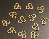 24 pcs - 3 Loop links - Golden Brass - Handmade