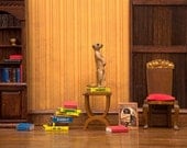 meerkat art, diorama, bookworm, library, den, shabby chic - Meerkat Den 8 x 10