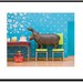 hippo art, diorama, retro kitchen, blue, birthday - Hungry, Hungry Hippo 8 x 10