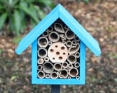 Single Tier Insect and Bee Hotel, Cool Azure.