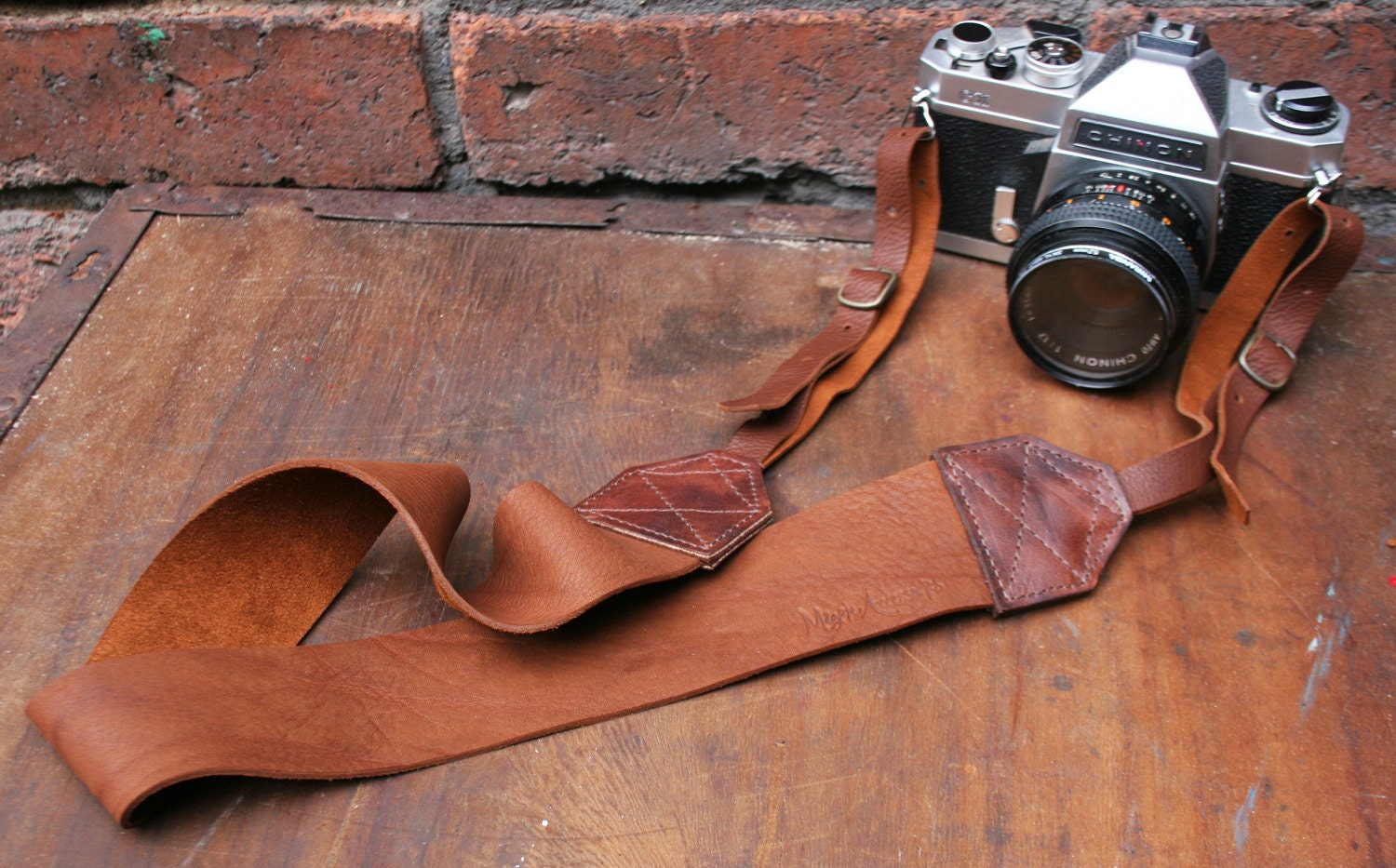 Size (1) Leather Buckled Camera Neck Strap in Cocoa Dust Brown Handcrafted Unique by Magpie Accessories on Etsy