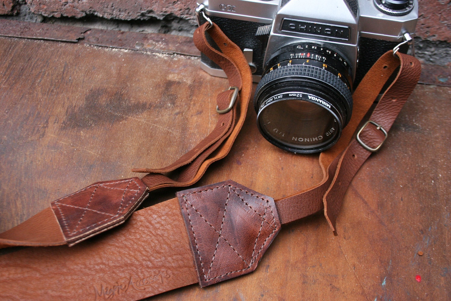 Size (1) Leather Buckled Camera Neck Strap in Cocoa Dust Brown Handcrafted Unique by Magpie Accessories on Etsy