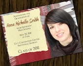 Graduation Announcement - Invitation -- Torn Paper Personalized with Photo -- Perfect for High School or College (Digital File)