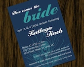 Modern Peacock Bridal Shower Invitation Card (Digital File)