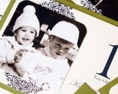 NEW 5 x 7 Personalized Photo Table Numbers by Age or Year - Frameable Size - Custom Colors Available