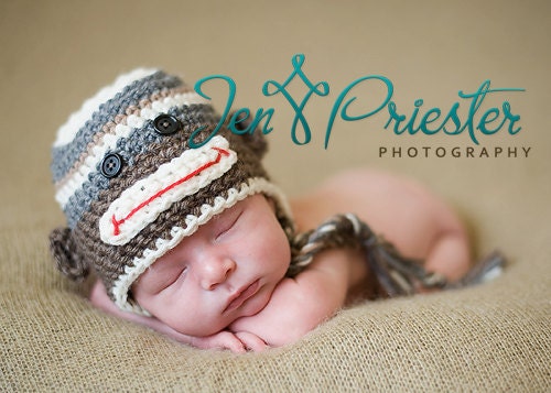 Neutral Monkey Hat - Perfect for Unisex Photo Shoots - Available in 6 sizes