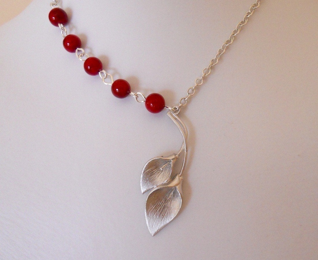 Calla Pendant Lariat Necklace, Statement Necklace,Choker Necklace, Bridal Necklace, Bridal Necklace, Free Shipping, Gift