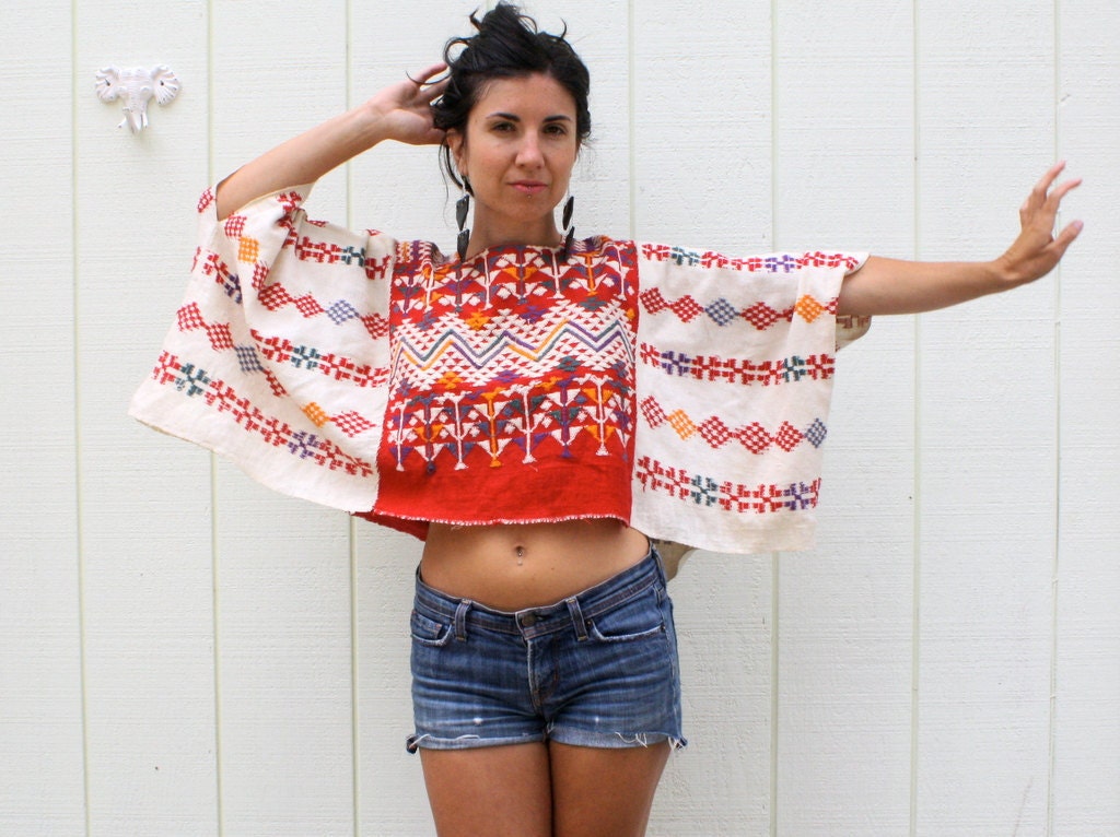 vintage dashiki crop top . bohemian tribal top