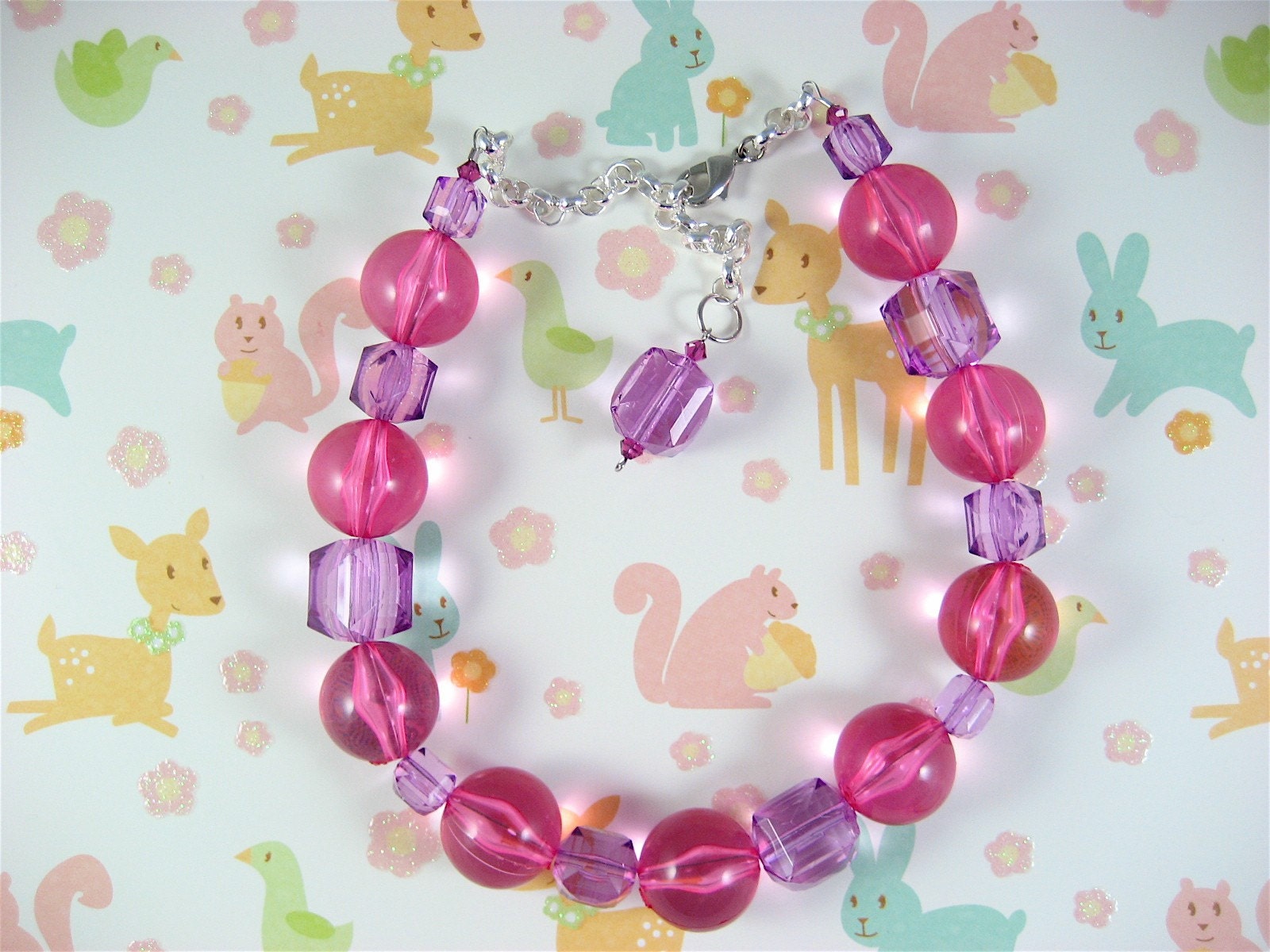 Purple n Pink Bubble Ball Adjustable Choker Necklace