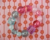 Crackle Cotton Candy Glow OOAK Lucite Stretch Bracelet