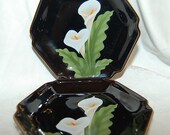 Stunning Calla Lily Dishes from Otagiri Japan Lot of 2 Fine Collectible Plates for a Black and White Wedding